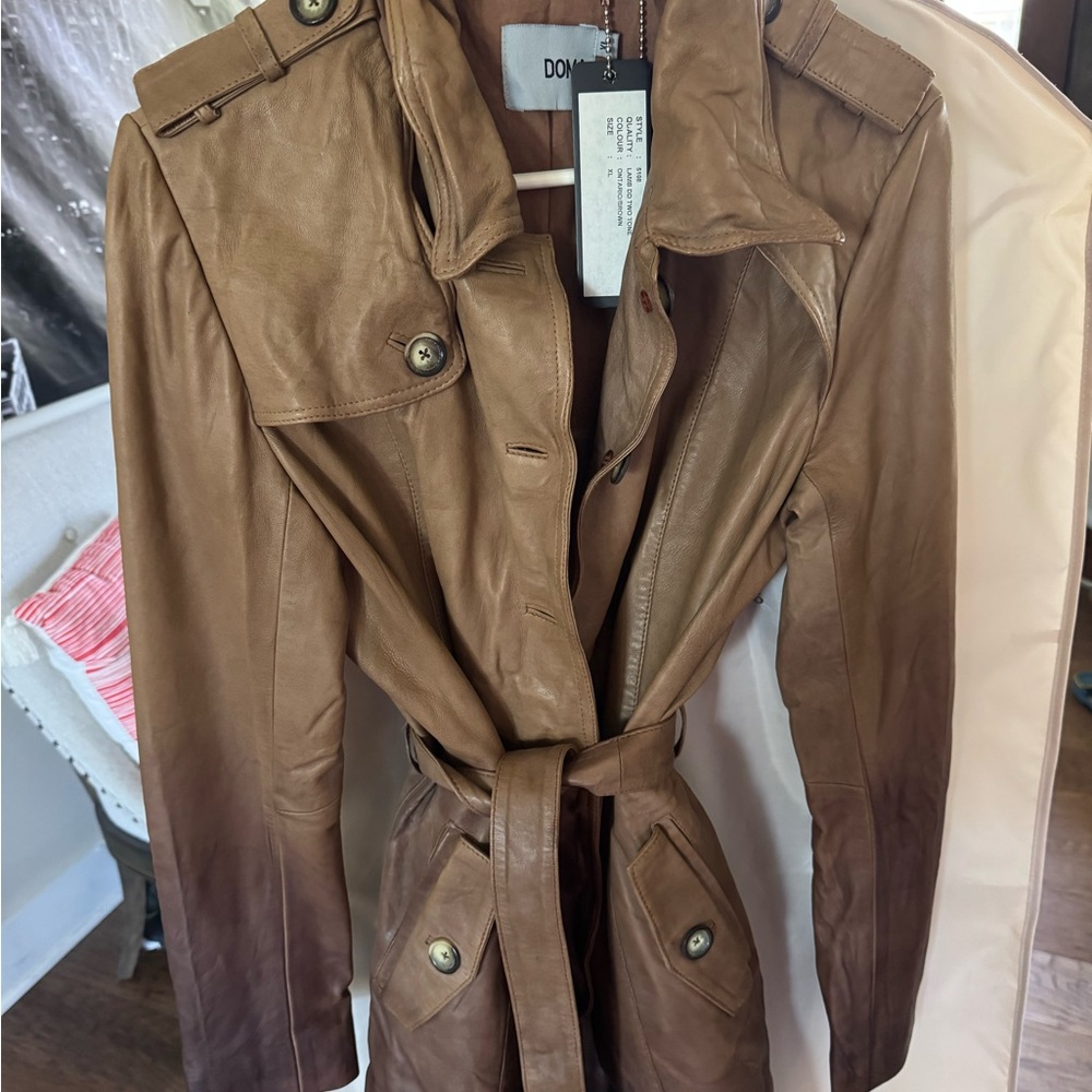 Brown Leather Trench Coat